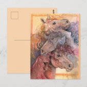 Eines mit Herd Watercolor Pferden Postkarte (Vorne/Hinten)