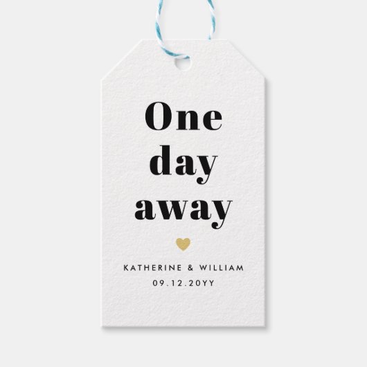 Eines Tages Gold Heart Wedding Probe Dinner Geschenkanhänger (Vorderseite)