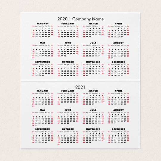 Einfach 2020 Kalender 2021 Kalender Firmenname Visitenkarten Zazzle De kalender 2021 einfach