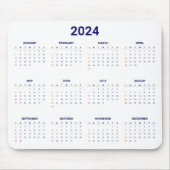 Einfach 2024 Jahr auf einen Blick Blue & White Kal Mousepad (Vorne)