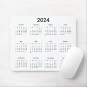 Einfach 2024 Jahr auf einen Blick Rot & Grau Kalen Mousepad (Mit Mouse)