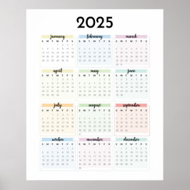 Einfach 2025 Pastellkalender Poster