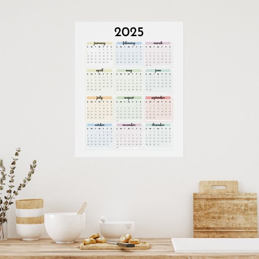Einfach 2025 Pastellkalender Poster (Küche)
