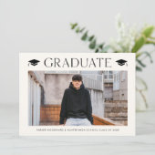 Einfach 2 Foto Abschluss Einladung (Stehend Vorderseite)