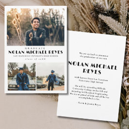 Einfach 3 Foto Collage Classic Abschluss Ankündigung