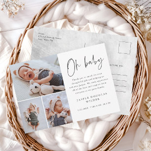 Einfach 3 Foto Oh Baby Danke Postkarte