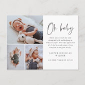 Einfach 3 Foto Oh Baby Danke Postkarte (Vorderseite)