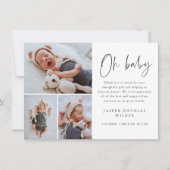 Einfach 3 Foto Oh Baby Dankeskarte (Vorderseite)