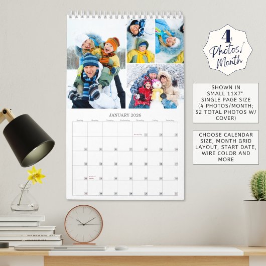 Einfach 4 Fotos pro Monat Kalender