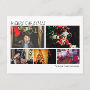 Einfach 5 FotoCollage Weihnachten Personalisiert Postkarte