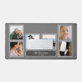 Einfach 6 Foto auf Grau mit Name & Est Date Schreibtischunterlage (Tastatur & Maus)
