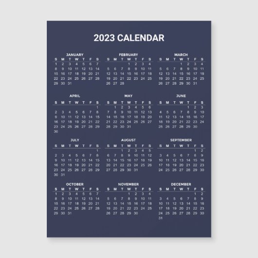 Einfach aber elegant 2023 Kalender | Magnetkarte (Vorderseite)