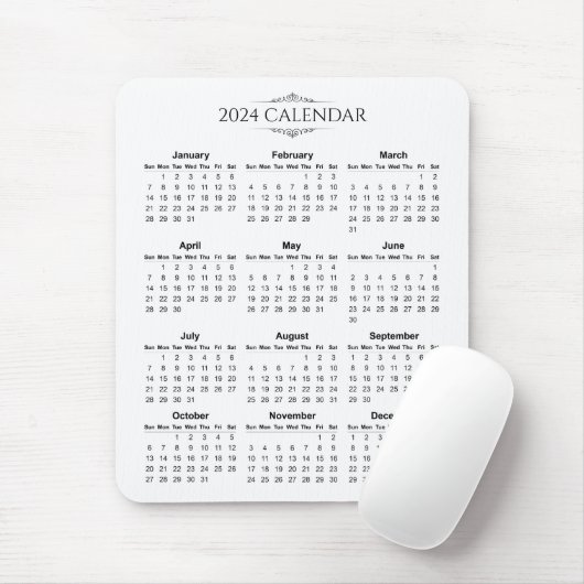 Einfach aber elegant 2024 Kalender | Mousepad (Mit Mouse)
