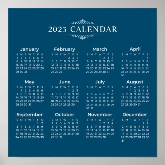 Einfach aber elegant Blue 2023 Kalender | Poster (Vorne)
