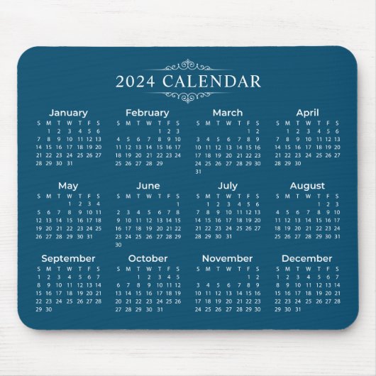 Einfach aber elegant Blue 2024 Calendar | Mousepad (Vorne)