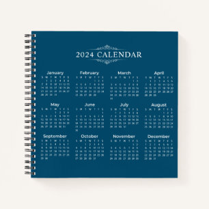 Einfach aber elegant Blue 2024 Calendar Notebook Notizblock