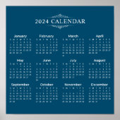Einfach aber elegant Blue 2024 Calendar | Poster (Vorne)