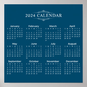 Einfach aber elegant Blue 2024 Calendar Poster