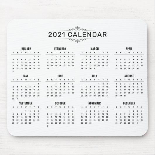 Einfach aber elegant - Kalender 2021 | Mousepad (Vorne)
