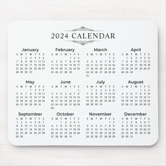 Einfach aber elegant - Kalender 2024 | Mousepad (Vorne)