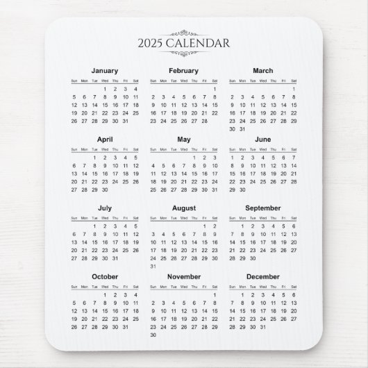 Einfach aber elegant - Kalender 2025 | Mousepad (Vorne)