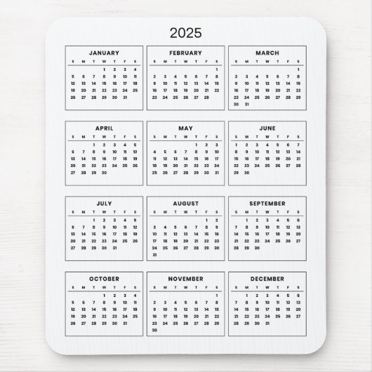 Einfach aber elegant - Kalender 2025 | Mousepad (Vorne)