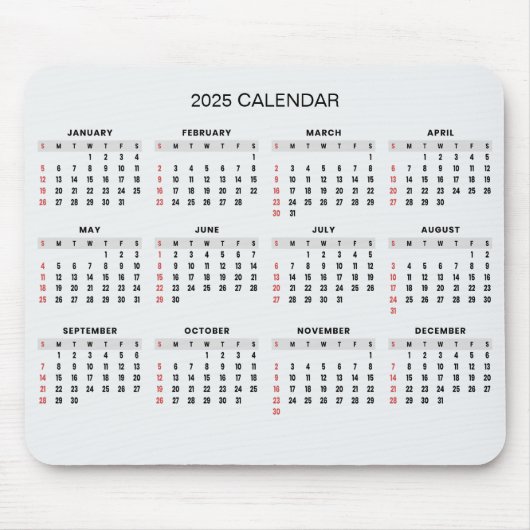 Einfach aber elegant - Kalender 2025 | Mousepad (Vorne)