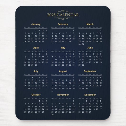 Einfach aber elegant - Kalender 2025 | Mousepad (Vorne)