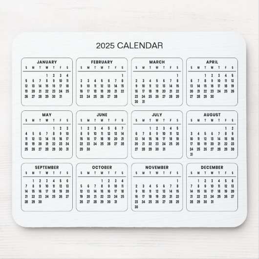 Einfach aber elegant - Kalender 2025 | Mousepad (Vorne)