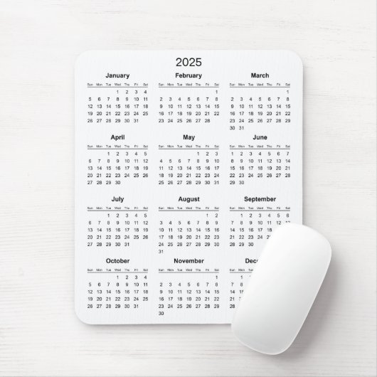 Einfach aber elegant - Kalender 2025 | Mousepad (Mit Mouse)