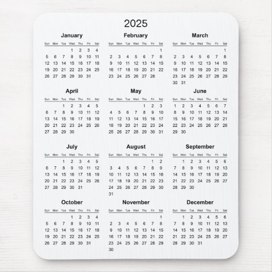 Einfach aber elegant - Kalender 2025 | Mousepad (Vorne)
