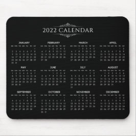 Einfach aber elegant Schwarz 2022 Kalender | Mouse Mousepad