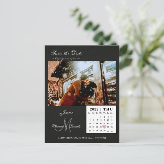 Einfach aber elegant: Schwarz | Kalender Save the  Postkarte (Stehend Vorderseite)