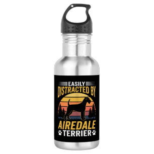 Einfach abgelenkt durch Airedale Terrier Retro Hun Edelstahlflasche