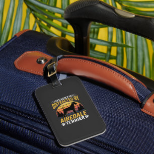 Einfach abgelenkt durch Airedale Terrier Retro Hun Gepäckanhänger