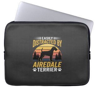 Einfach abgelenkt durch Airedale Terrier Retro Hun Laptopschutzhülle