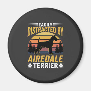 Einfach abgelenkt durch Airedale Terrier Retro Hun Magnet