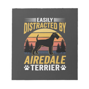 Einfach abgelenkt durch Airedale Terrier Retro Hun Notizblock