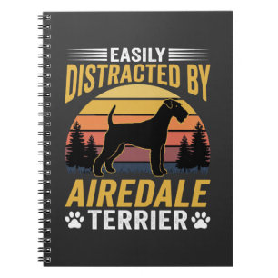 Einfach abgelenkt durch Airedale Terrier Retro Hun Notizblock