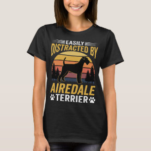 Einfach abgelenkt durch Airedale Terrier Retro Hun T-Shirt