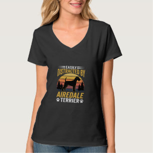 Einfach abgelenkt durch Airedale Terrier Retro Hun T-Shirt