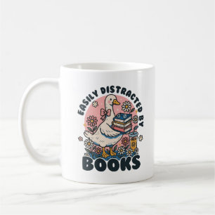 Einfach abgelenkt durch Buch Vintage-Gans mit Büch Kaffeetasse