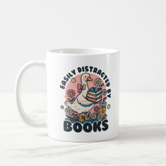 Einfach abgelenkt durch Buch Vintage-Gans mit Büch Kaffeetasse