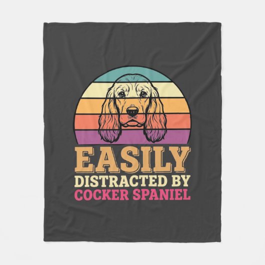 Einfach abgelenkt durch Cocker Spaniel Retro Hund Fleecedecke (Vorderseite)