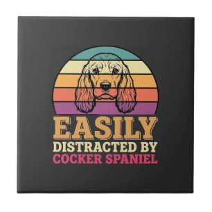 Einfach abgelenkt durch Cocker Spaniel Retro Hund Fliese