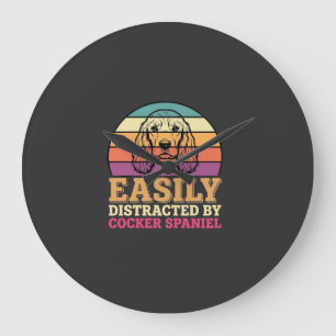 Einfach abgelenkt durch Cocker Spaniel Retro Hund Große Wanduhr