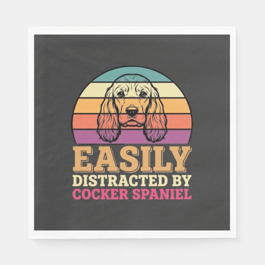 Einfach abgelenkt durch Cocker Spaniel Retro Hund Serviette (Vorderseite)