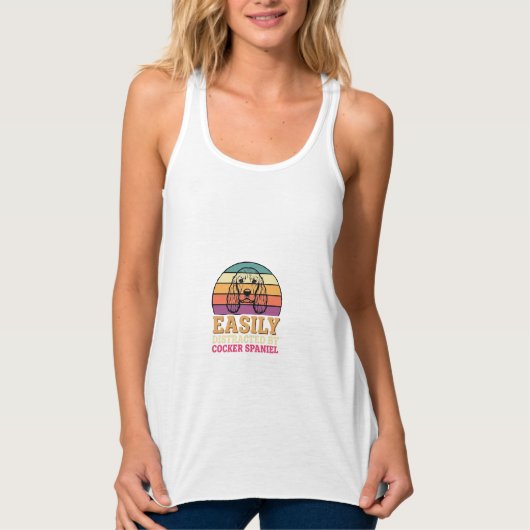 Einfach abgelenkt durch Cocker Spaniel Retro Hund Tank Top (Vorderseite)