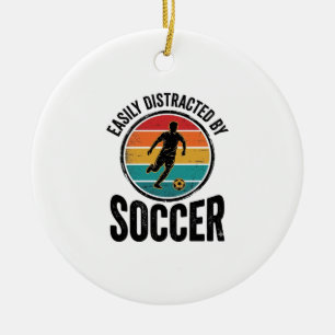 Einfach abgelenkt durch Fußball Vintage-Shirt-Desi Keramik Ornament
