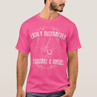Einfach abgelenkt durch Gitarren Pferde Reiten T-Shirt